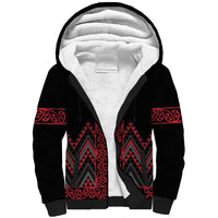 Red Aotearoa Mangopare Kowhaiwhai and Niho Taniwha Sherpa Hoodie Maori New Zealand