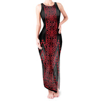 Red Aotearoa Mangopare Kowhaiwhai and Niho Taniwha Tank Maxi Dress Maori New Zealand