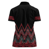 Red Aotearoa Mangopare Kowhaiwhai and Niho Taniwha Women Polo Shirt Maori New Zealand