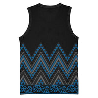 Blue Aotearoa Mangopare Kowhaiwhai Niho Taniwha Basketball Jersey Maori New Zealand - Polynesian Pride