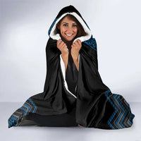 Blue Aotearoa Mangopare Kowhaiwhai and Niho Taniwha Hooded Blanket Maori New Zealand