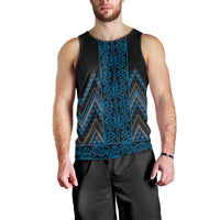 Blue Aotearoa Mangopare Kowhaiwhai and Niho Taniwha Men Tank Top Maori New Zealand