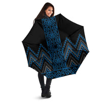 Blue Aotearoa Mangopare Kowhaiwhai Niho Taniwha Umbrella Maori New Zealand - Polynesian Pride