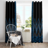 Blue Aotearoa Mangopare Kowhaiwhai and Niho Taniwha Window Curtain Maori New Zealand