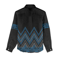 Blue Aotearoa Mangopare Kowhaiwhai and Niho Taniwha Women Casual Shirt Maori New Zealand