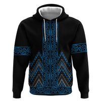 Blue Aotearoa Mangopare Kowhaiwhai and Niho Taniwha Zip Hoodie Maori New Zealand