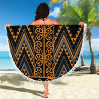 Gold Aotearoa Mangopare Kowhaiwhai and Niho Taniwha Beach Blanket Maori New Zealand