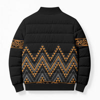 Gold Aotearoa Mangopare Kowhaiwhai Niho Taniwha Bomber Puffer Jacket Maori New Zealand - Polynesian Pride