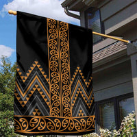 Gold Aotearoa Mangopare Kowhaiwhai and Niho Taniwha Garden Flag Maori New Zealand