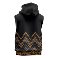 Gold Aotearoa Mangopare Kowhaiwhai Niho Taniwha Sleeveless Hoodie Maori New Zealand - Polynesian Pride