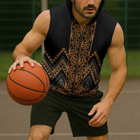 Gold Aotearoa Mangopare Kowhaiwhai Niho Taniwha Sleeveless Zip Hoodie Maori New Zealand - Polynesian Pride