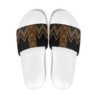 Gold Aotearoa Mangopare Kowhaiwhai Niho Taniwha Slide Sandals Maori New Zealand - Polynesian Pride