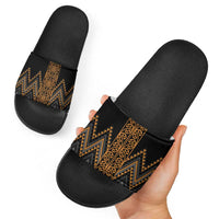 Gold Aotearoa Mangopare Kowhaiwhai Niho Taniwha Slide Sandals Maori New Zealand - Polynesian Pride