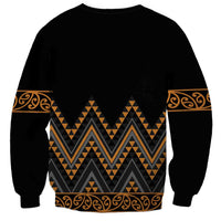 Gold Aotearoa Mangopare Kowhaiwhai and Niho Taniwha Sweatshirt Maori New Zealand