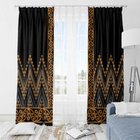 Gold Aotearoa Mangopare Kowhaiwhai and Niho Taniwha Window Curtain Maori New Zealand