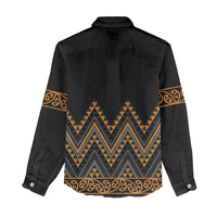 Gold Aotearoa Mangopare Kowhaiwhai and Niho Taniwha Women Casual Shirt Maori New Zealand