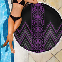 Purple Aotearoa Mangopare Kowhaiwhai and Niho Taniwha Beach Blanket Maori New Zealand