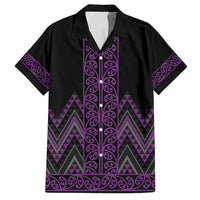 Purple Aotearoa Mangopare Kowhaiwhai and Niho Taniwha Family Matching Summer Maxi Dress and Hawaiian Shirt Maori New Zealand