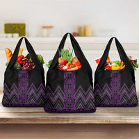 Purple Aotearoa Mangopare Kowhaiwhai and Niho Taniwha Grocery Bag Maori New Zealand