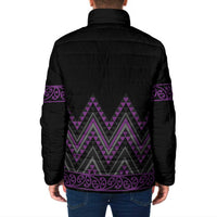 Purple Aotearoa Mangopare Kowhaiwhai Niho Taniwha Padded Jacket Maori New Zealand - Polynesian Pride