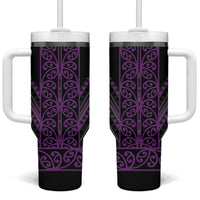 Purple Aotearoa Mangopare Kowhaiwhai and Niho Taniwha Tumbler With Handle Maori New Zealand