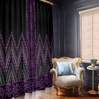 Purple Aotearoa Mangopare Kowhaiwhai and Niho Taniwha Window Curtain Maori New Zealand