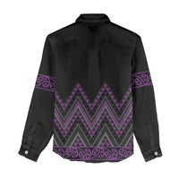Purple Aotearoa Mangopare Kowhaiwhai and Niho Taniwha Women Casual Shirt Maori New Zealand