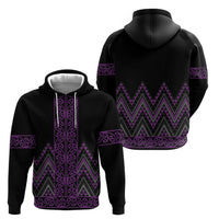 Purple Aotearoa Mangopare Kowhaiwhai and Niho Taniwha Zip Hoodie Maori New Zealand