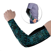 Paua Shell Aotearoa Mangopare Kowhaiwhai Niho Taniwha Arm Sleeves Maori New Zealand LT14 Set of 2 Turquoise - Polynesian Pride