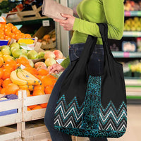 Paua Shell Aotearoa Mangopare Kowhaiwhai and Niho Taniwha Grocery Bag Maori New Zealand