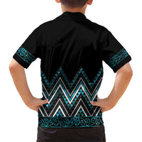 Paua Shell Aotearoa Mangopare Kowhaiwhai and Niho Taniwha Kid Hawaiian Shirt Maori New Zealand
