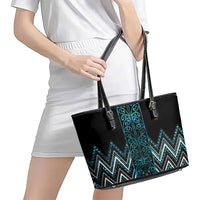 Paua Shell Aotearoa Mangopare Kowhaiwhai and Niho Taniwha Leather Tote Bag Maori New Zealand