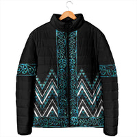 Paua Shell Aotearoa Mangopare Kowhaiwhai Niho Taniwha Padded Jacket Maori New Zealand - Polynesian Pride