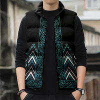 Paua Shell Aotearoa Mangopare Kowhaiwhai Niho Taniwha Sleeveless Puffer Jacket Maori New Zealand - Polynesian Pride