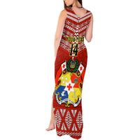 Custom Tonga Rugby Tank Maxi Dress 2023 World Cup Tongan Kupesi Ngatu Pattern LT14 - Polynesian Pride