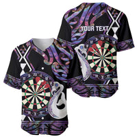 Personalised New Zealand Darts Baseball Jersey Ngutukaka Manaia Taniko Luxury Purple - Polynesian Pride