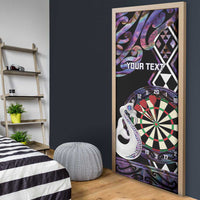 Personalised New Zealand Darts Door Cover Ngutukaka Manaia Taniko Luxury Purple - Polynesian Pride