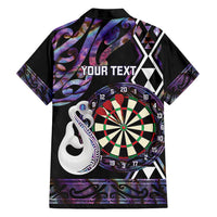 Personalised New Zealand Darts Family Matching Off Shoulder Short Dress and Hawaiian Shirt Ngutukaka Manaia Taniko Luxury Purple - Polynesian Pride