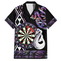 Personalised New Zealand Darts Family Matching Short Sleeve Bodycon Dress and Hawaiian Shirt Ngutukaka Manaia Taniko Luxury Purple - Polynesian Pride