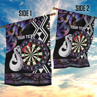 Personalised New Zealand Darts Garden Flag Ngutukaka Manaia Taniko Luxury Purple - Polynesian Pride