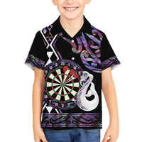 Personalised New Zealand Darts Hawaiian Shirt Ngutukaka Manaia Taniko Luxury Purple - Polynesian Pride