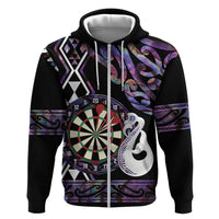 Personalised New Zealand Darts Hoodie Ngutukaka Manaia Taniko Luxury Purple - Polynesian Pride