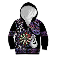 Personalised New Zealand Darts Kid Hoodie Ngutukaka Manaia Taniko Luxury Purple - Polynesian Pride