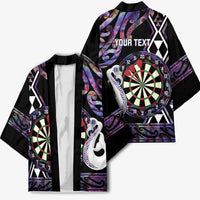 Personalised New Zealand Darts Kimono Ngutukaka Manaia Taniko Luxury Purple - Polynesian Pride