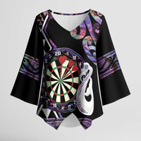 Personalised New Zealand Darts Kimono Sleeve Blouse Ngutukaka Manaia Taniko Luxury Purple - Polynesian Pride