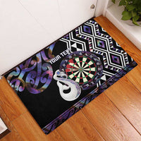 Personalised New Zealand Darts Rubber Doormat Ngutukaka Manaia Taniko Luxury Purple - Polynesian Pride