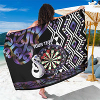 Personalised New Zealand Darts Sarong Ngutukaka Manaia Taniko Luxury Purple - Polynesian Pride