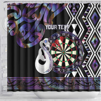 Personalised New Zealand Darts Shower Curtain Ngutukaka Manaia Taniko Luxury Purple - Polynesian Pride