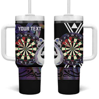 Personalised New Zealand Darts Tumbler With Handle Ngutukaka Manaia Taniko Luxury Purple - Polynesian Pride