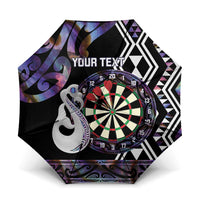 Personalised New Zealand Darts Umbrella Ngutukaka Manaia Taniko Luxury Purple - Polynesian Pride